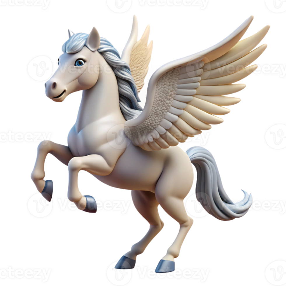 distinctive artistic A winged horse Pegasus rearing up with Transparent Background authentic png