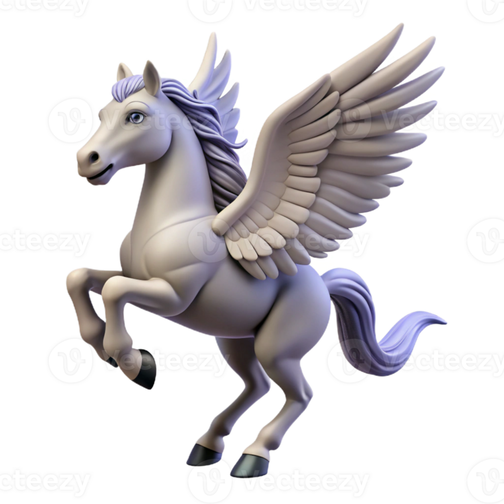 elegant minimalist A winged horse Pegasus rearing up with Transparent Background professional png