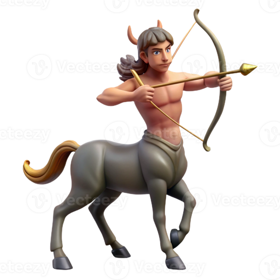 breathtaking tranquil minimalist A mythical centaur with bow and arrow, with Transparent Background high quality png