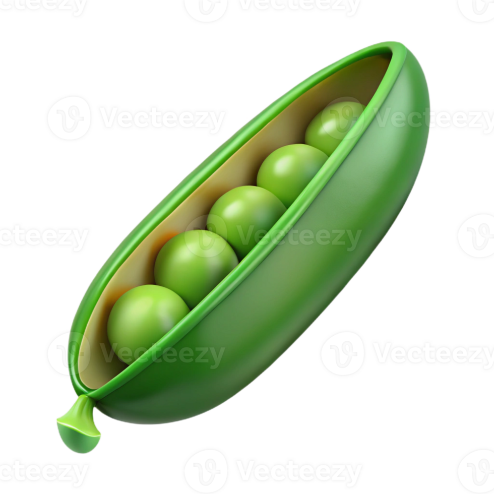 captivating romantic classic Green pea pod, open, peas visible with Transparent Background detailed png
