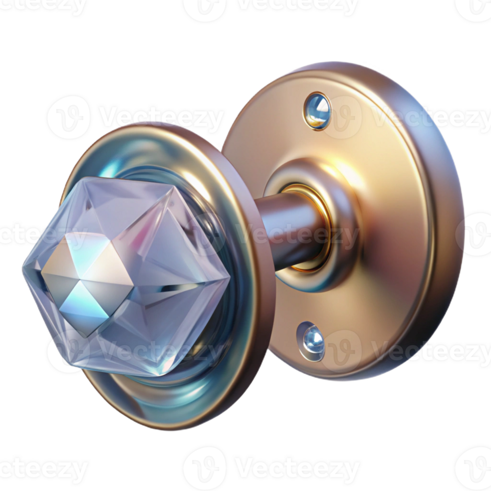 captivating futuristic Doorknob, crystal, with Transparent Background masterfully captured png