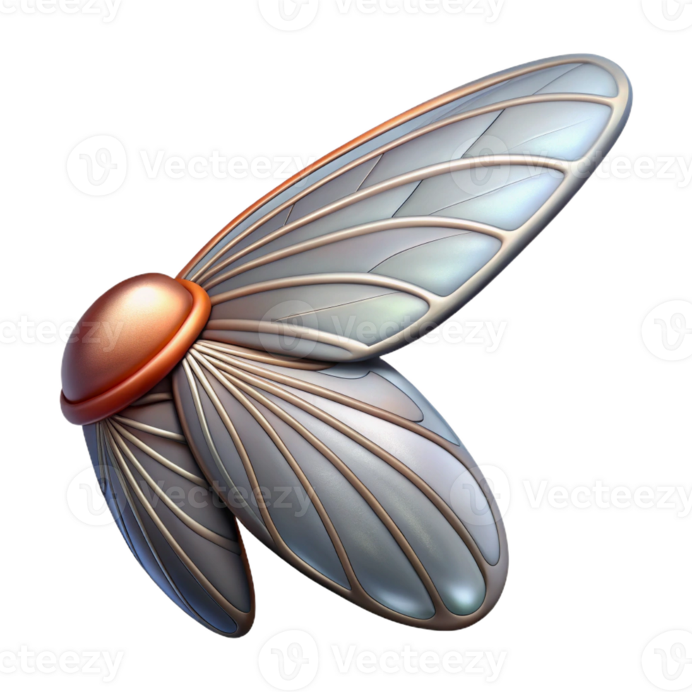 calm gorgeous Ultra-detailed, photorealistic isolated cutout of a biomechanical insect wing with metallic veins with Transparent Background fine detail png