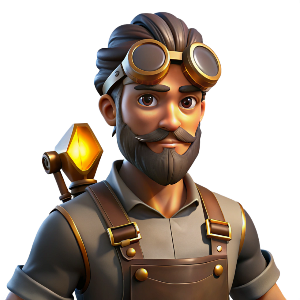 elegant minimalist A Portrait of a Steampunk Blacksmith with authentic png