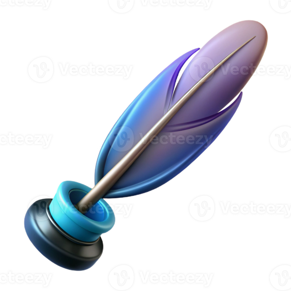 beautiful melancholic victorian Ultra-detailed, professional render of a levitating feather pen writing invisible ink with Transparent Background studio quality png