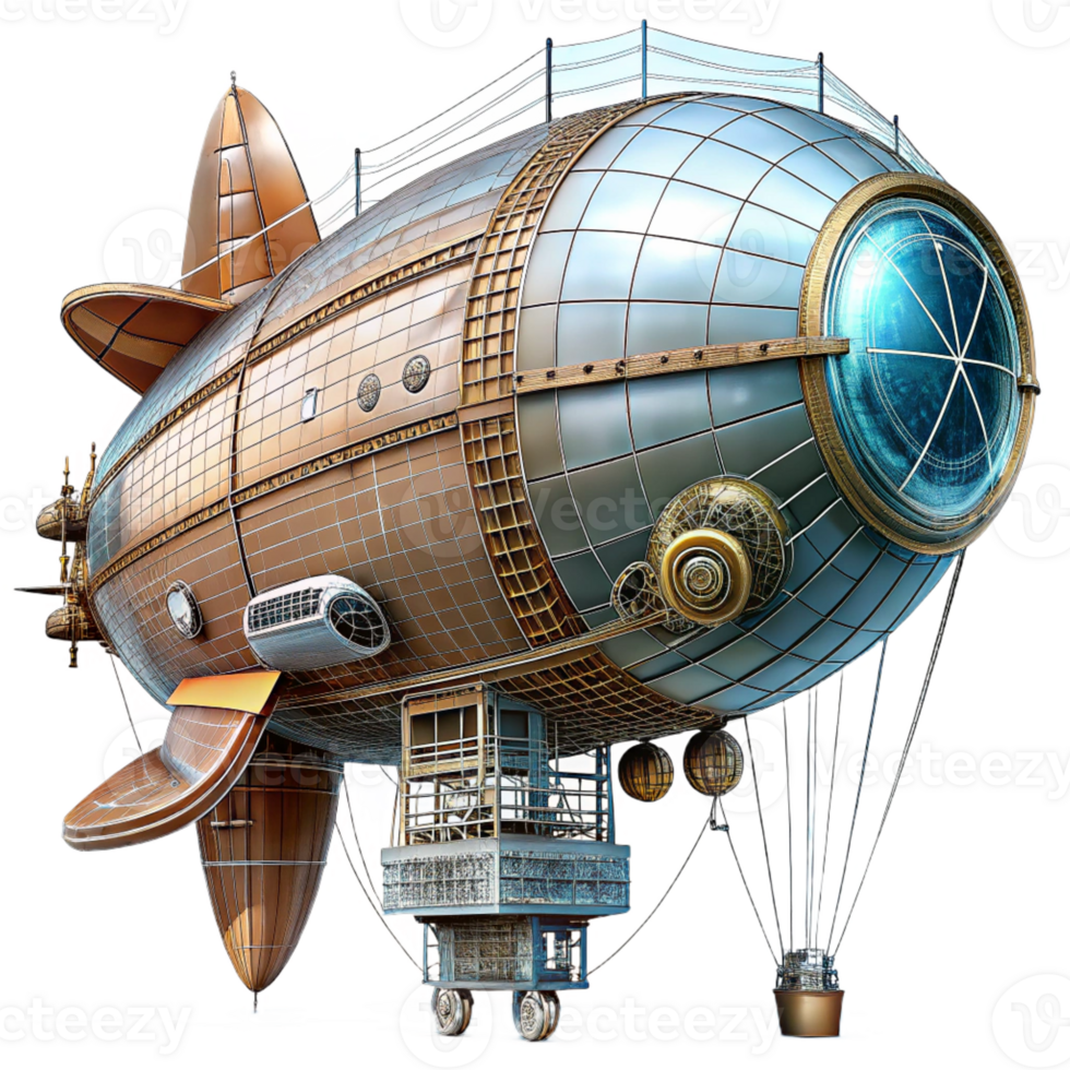 dramatic avant-garde Steampunk airship blueprint with detailed schematics and annotations with Transparent Background gallery standard png