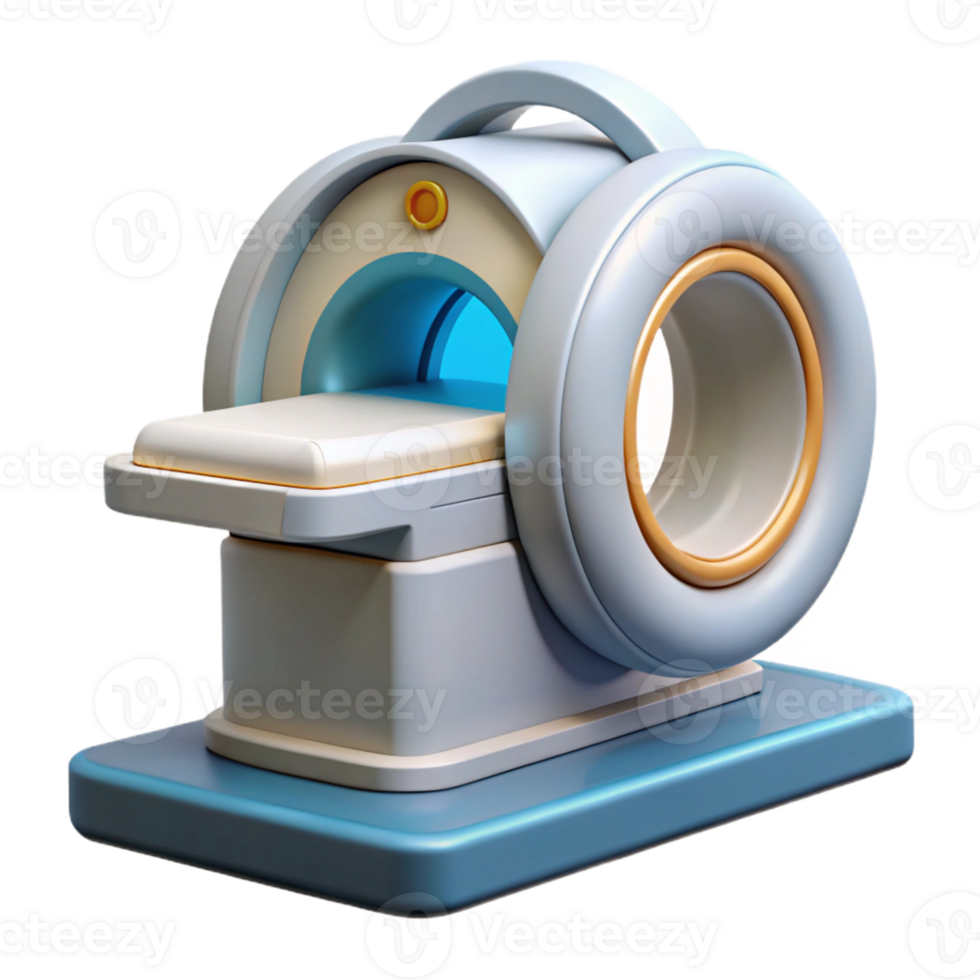 coveted art deco Concept art style, isolated cutout of a single advanced medical scanner, ultra-detailed with Transparent Background perfect clarity png