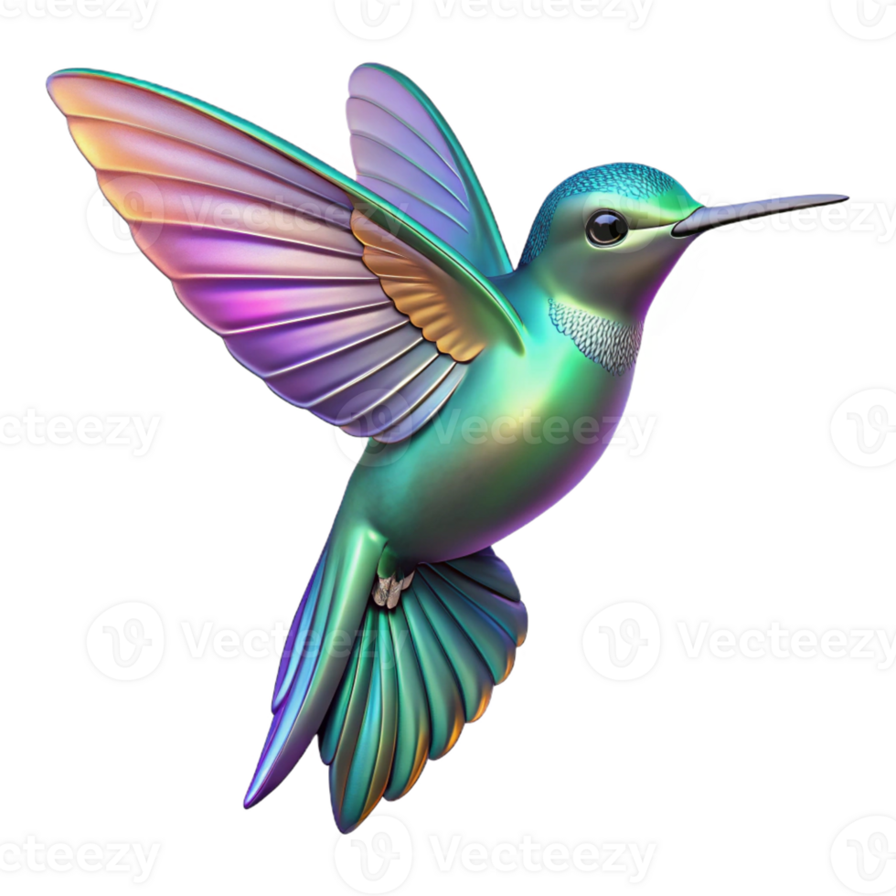 captivating standout Hummingbird, hovering, iridescent feathers with Transparent Background png