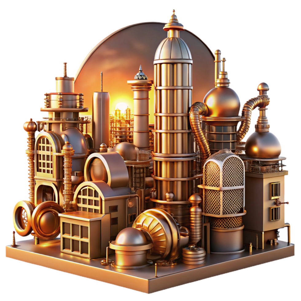 beautiful rustic A Steampunk Cityscape with Towering exclusive png