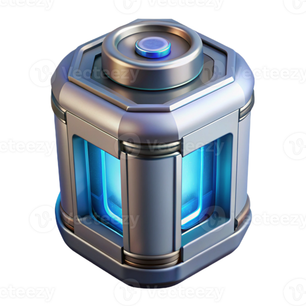 dynamic alluring Photorealistic professional render of a futuristic power cell, hyper-specific, isolated cutout with Transparent Background ultra HD png