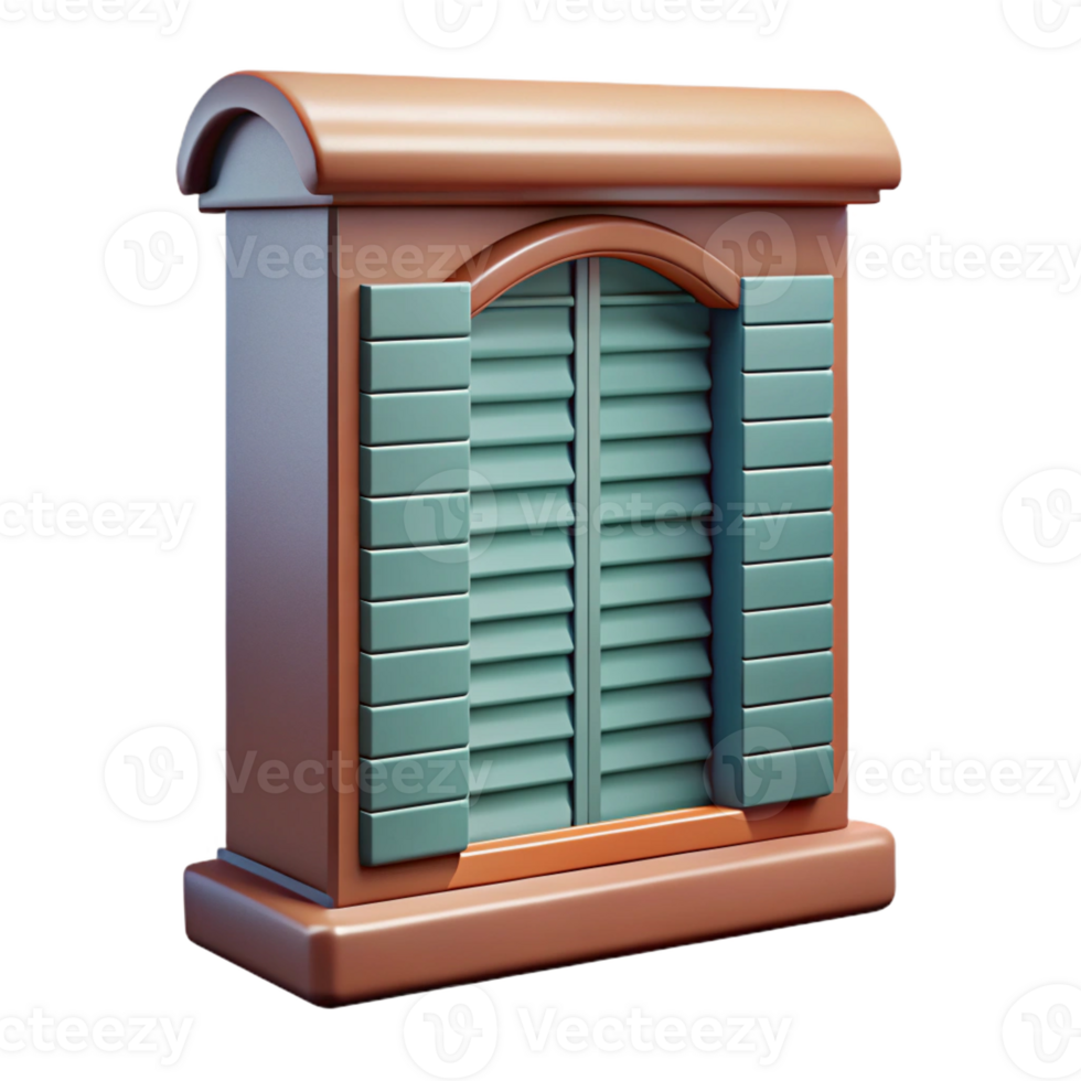 dazzling romantic mid-century Victorian era window shutter, with Transparent Background fine detail png