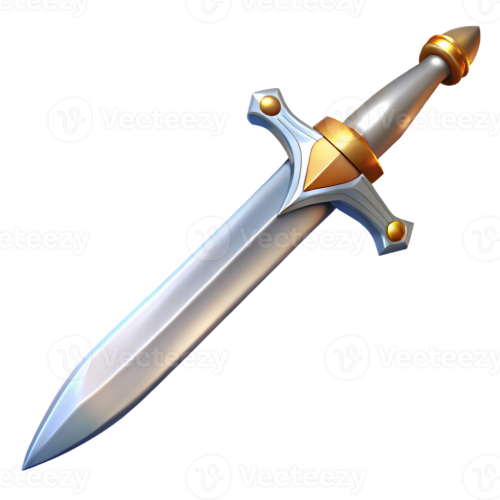 beautiful abstract A single, gleaming silver longsword, ornate hilt with Transparent Background expertly shot png