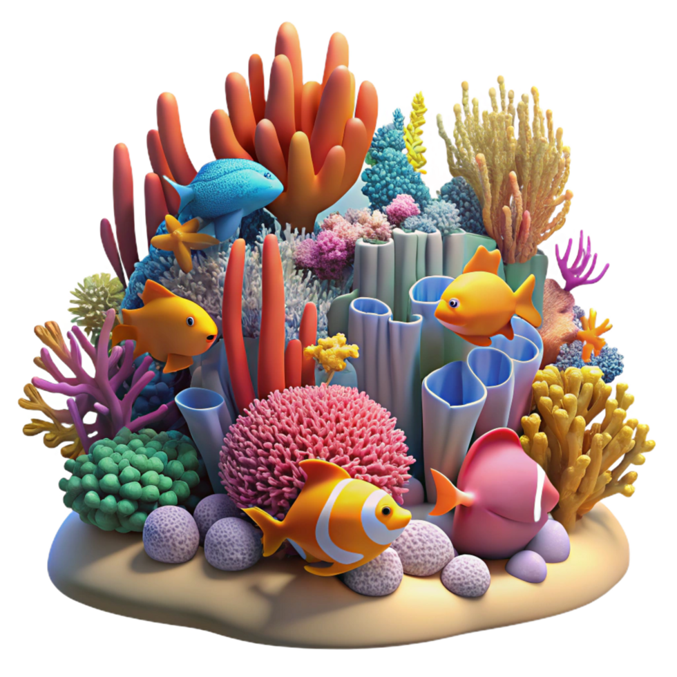 serene modern A Vibrant Coral Reef Teeming with 4K png