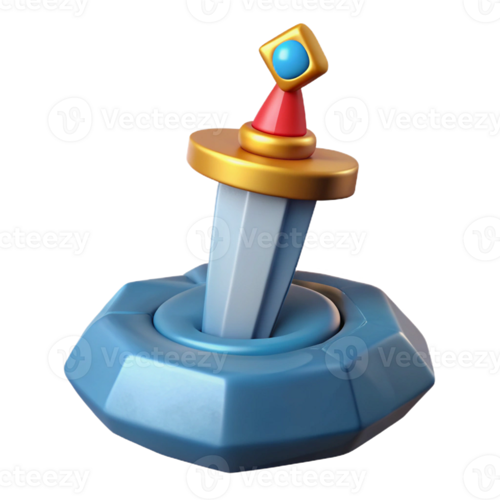 alluring renaissance A stylized, iconic sword in the stone, with Transparent Background expertly shot png