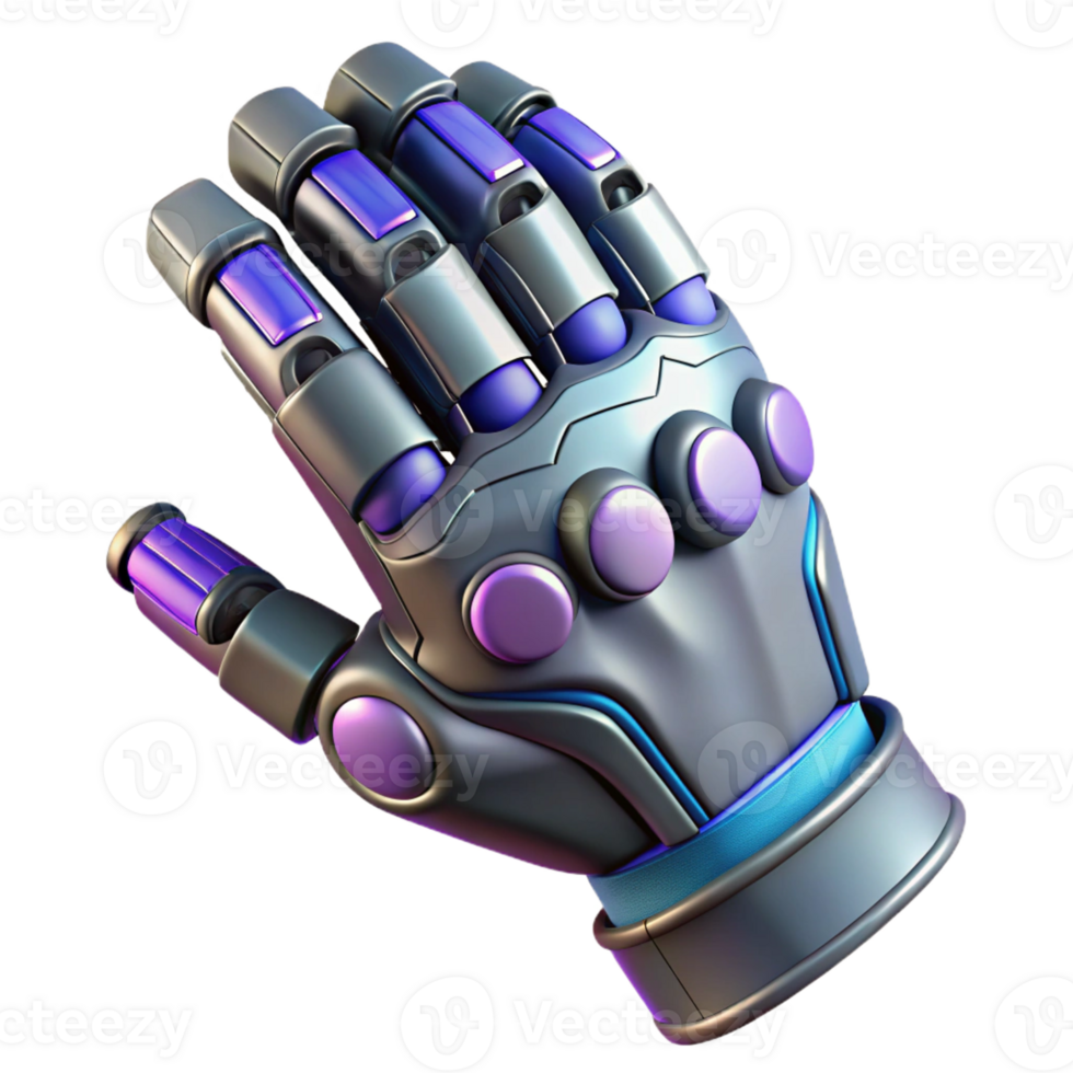 dynamic striking Hyper-specific, professional render of a biomechanical exoskeleton glove with enhanced grip and strength, isolated cutout with Transparent Background top-tier png