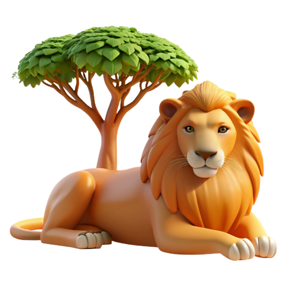 dramatic vintage A Regal Lion Resting in the Shade of an professional png