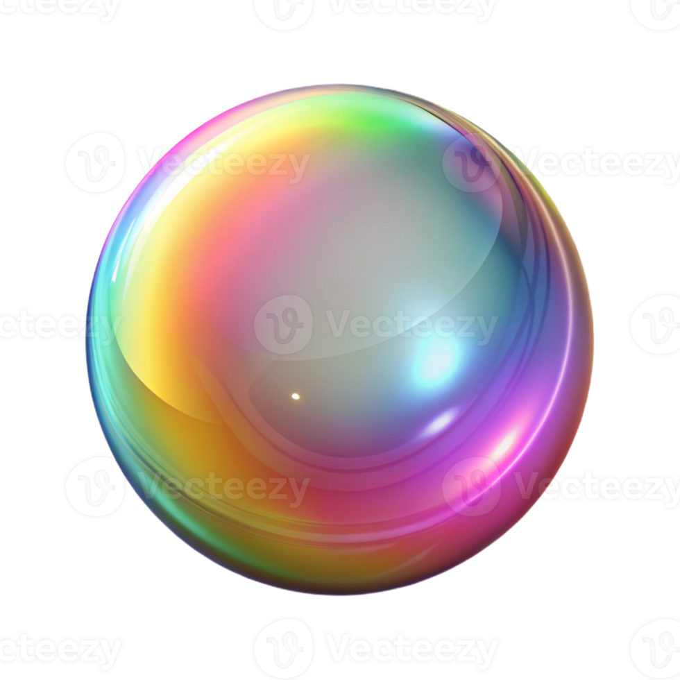 ethereal captivating A single, sparkling bubble, reflecting rainbow colors with Transparent Background artisan png