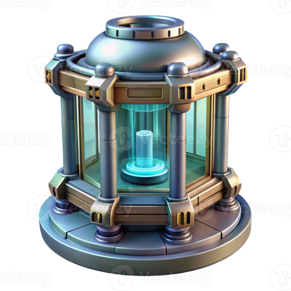 energetic gorgeous Isolated cutout, ultra-detailed, hyper-specific concept art render of a stasis chamber with Transparent Background luxury png
