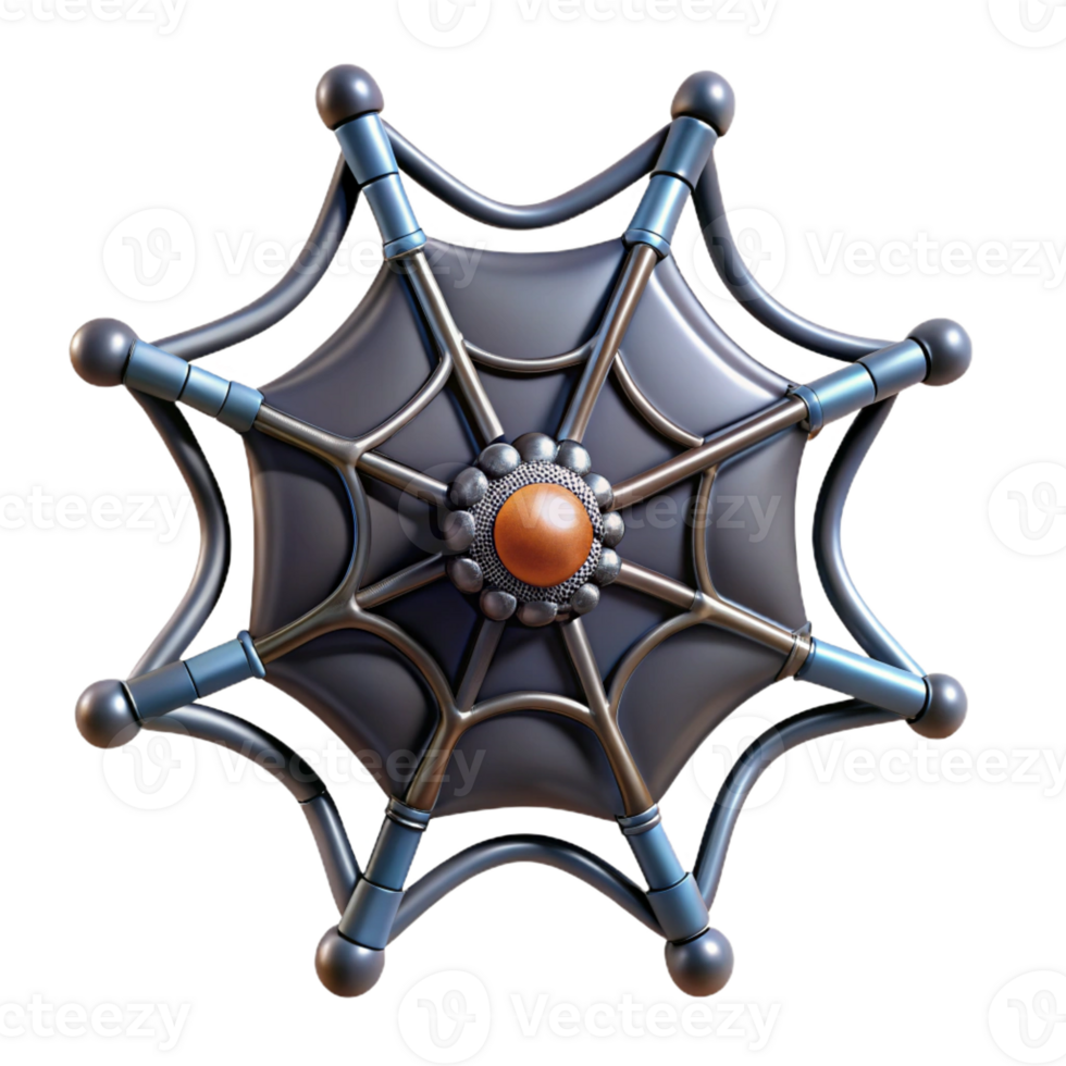 acclaimed vintage Photorealistic, ultra-detailed isolated cutout of a biomechanical spider web with conductive threads and sensors with Transparent Background perfect clarity png