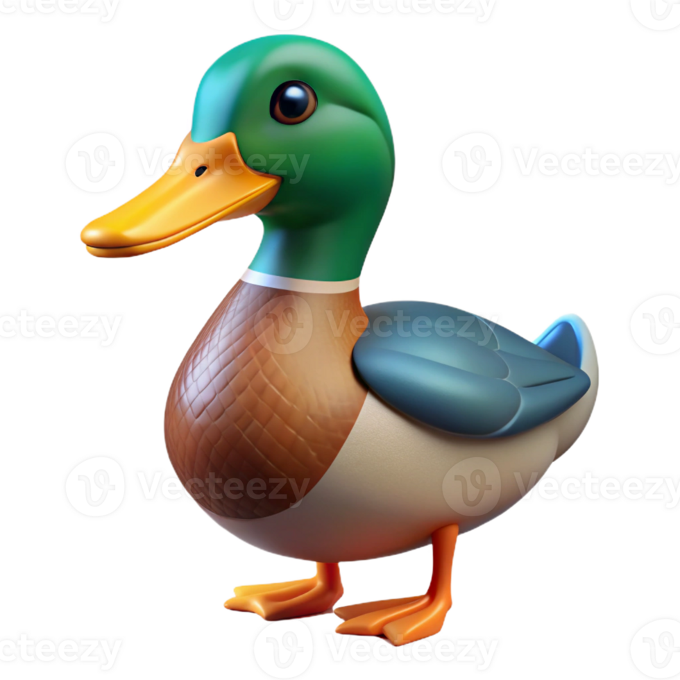 alluring tranquil impressionist Duck, mallard, colorful plumage with Transparent Background professional png