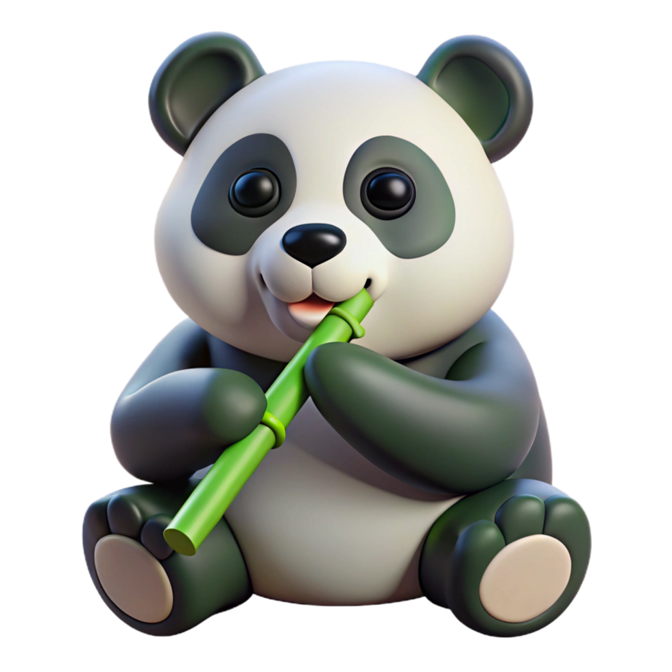 serene minimalist A Giant Panda Munching on Bamboo Soft original png