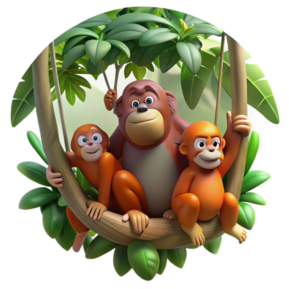 extraordinary classic A Family of Orangutans Swinging Through high resolution png