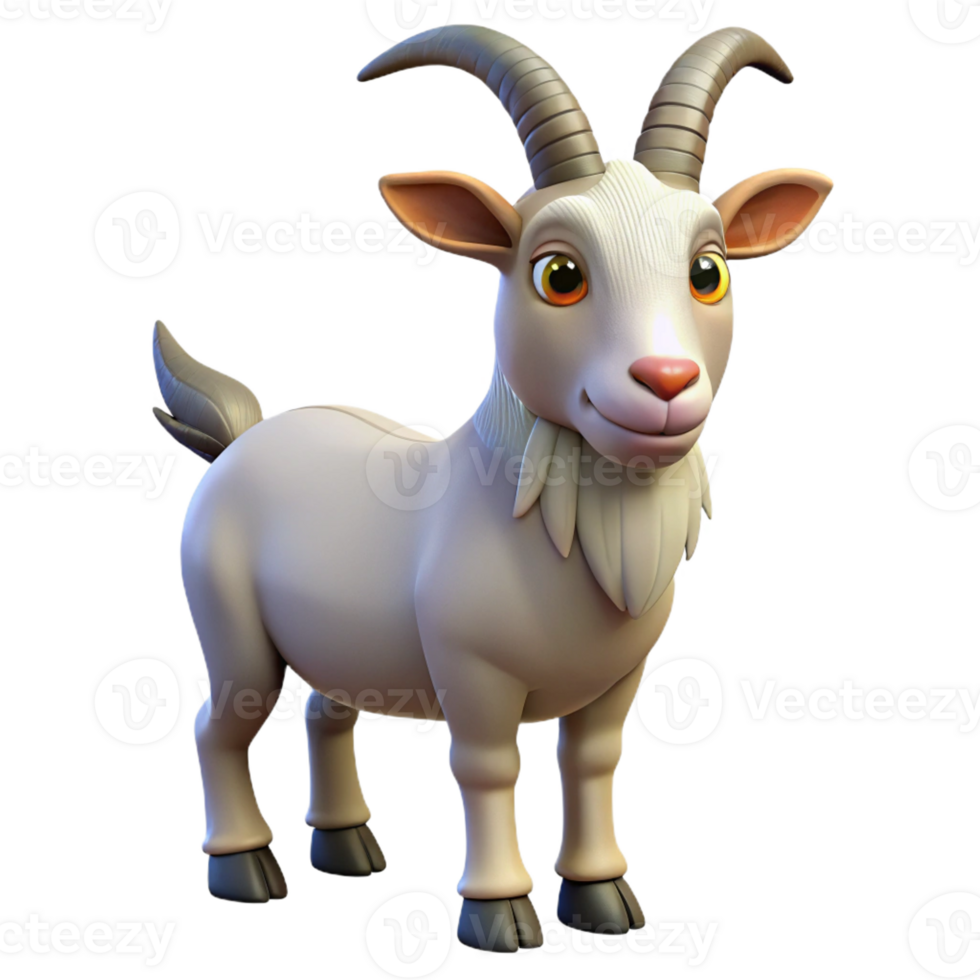 beautiful signature Goat, billy goat, horns and beard with Transparent Background png