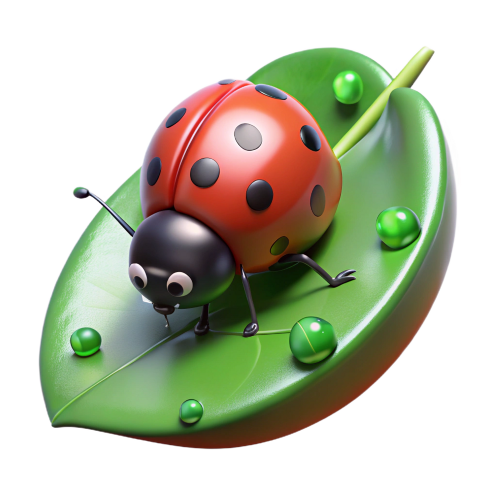vibrant modern A Tiny Ladybug Crawling on a Green Leaf professional png