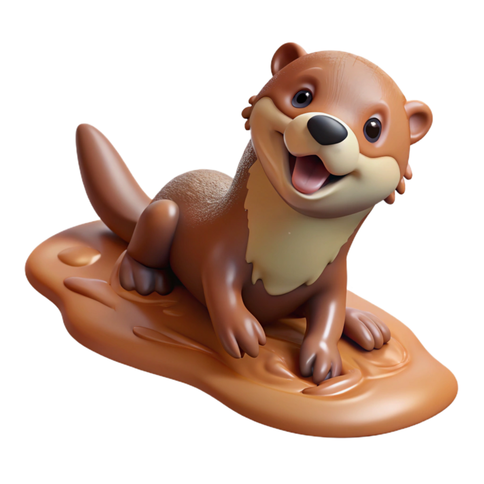 magnificent modern A Playful Otter Sliding Down a Muddy exclusive png