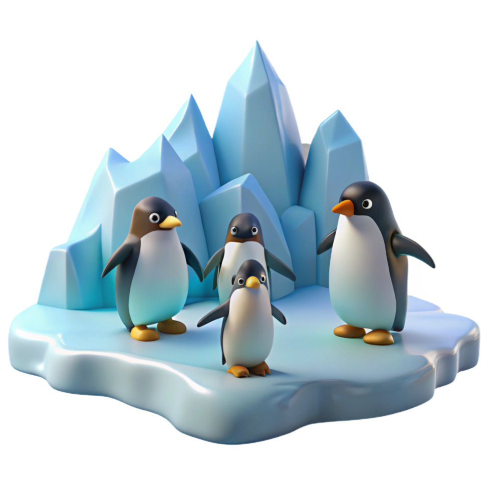 dramatic artistic A Group of Penguins Waddling Across the high resolution png