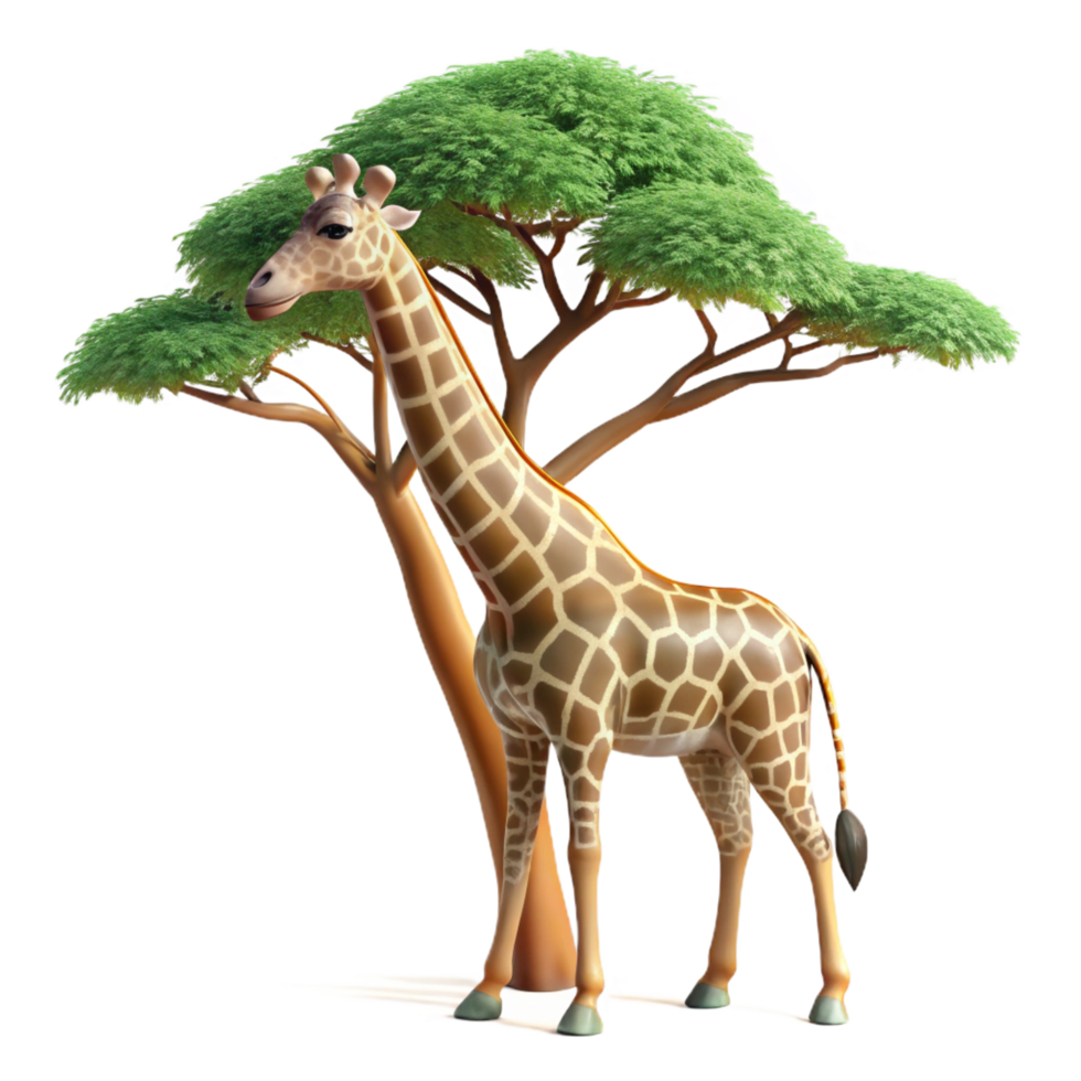 vibrant rustic A Solitary Giraffe Reaching for Leaves 4K png