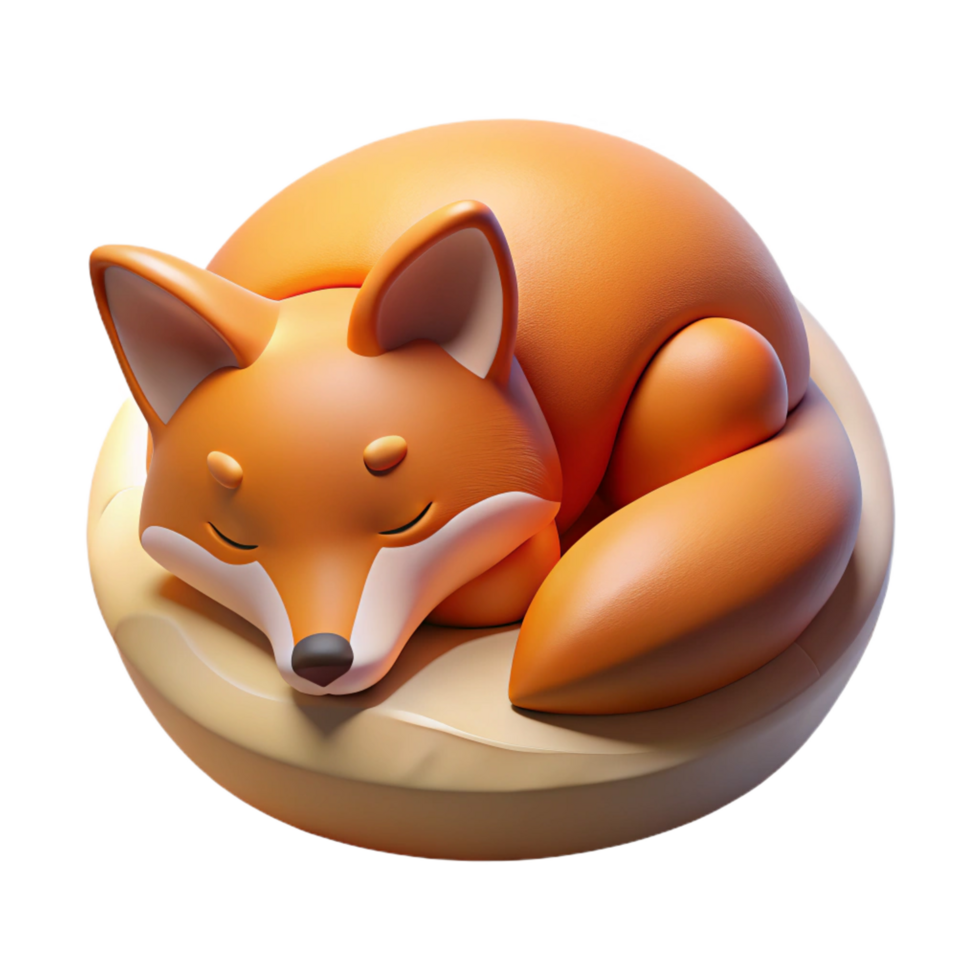 elegant rustic A Sleeping Fox Curled Up in a Den Soft high quality png