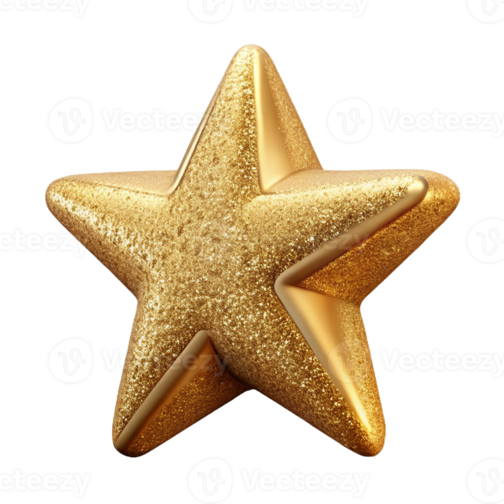 coveted nordic A stylized star icon, five-pointed, made of sparkling gold glitter with Transparent Background luxury png