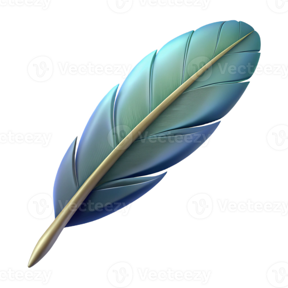 dazzling gothic Concept art style, isolated cutout of a single feather with Transparent Background high resolution png