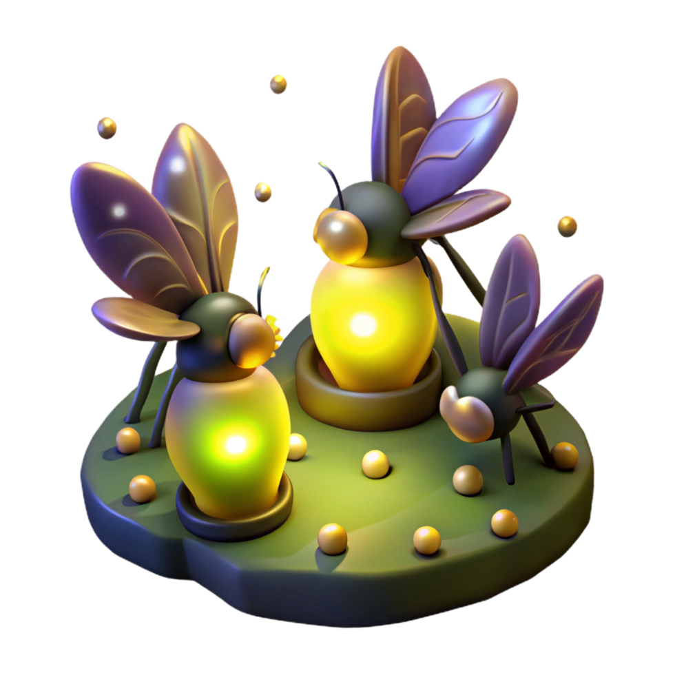 impressive modern A Group of Fireflies Glowing in the detailed png