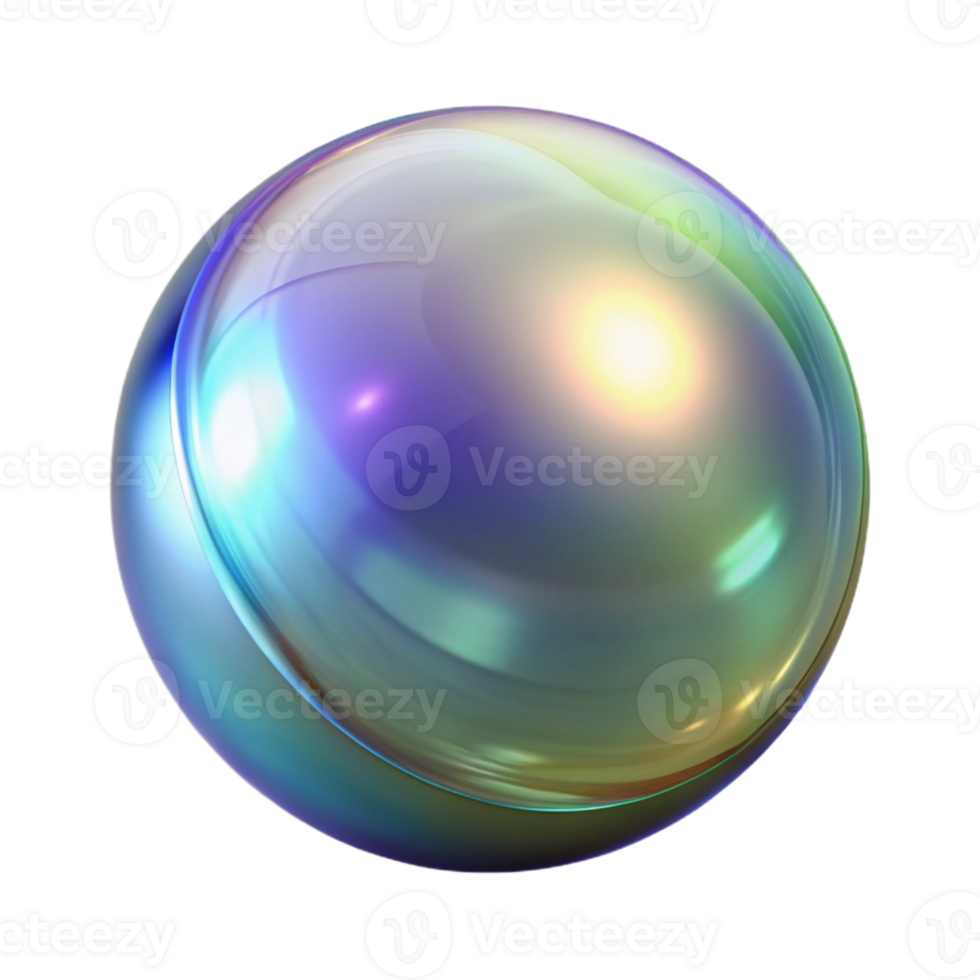 enchanting inspired A single, translucent glass orb with iridescent reflections with Transparent Background png