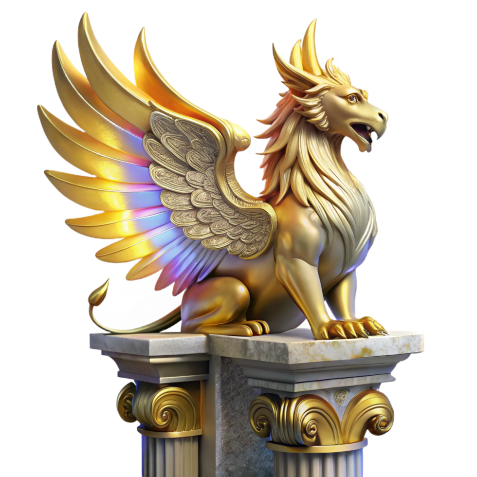 wonderful traditional A Majestic Griffin with Iridescent premium png
