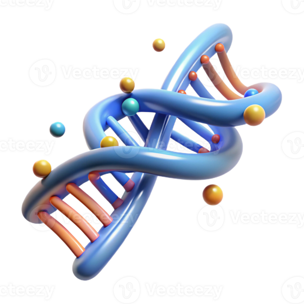 captivating avant-garde A DNA double helix strand with glowing nucleotides with Transparent Background original png