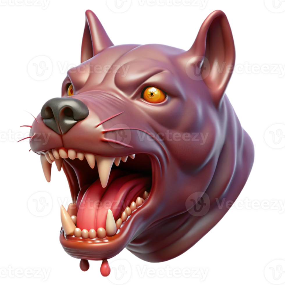 dreamy majestic Photorealistic, ultra-detailed, isolated cutout of a single Cerberus head, saliva dripping from fangs with Transparent Background ultra HD png