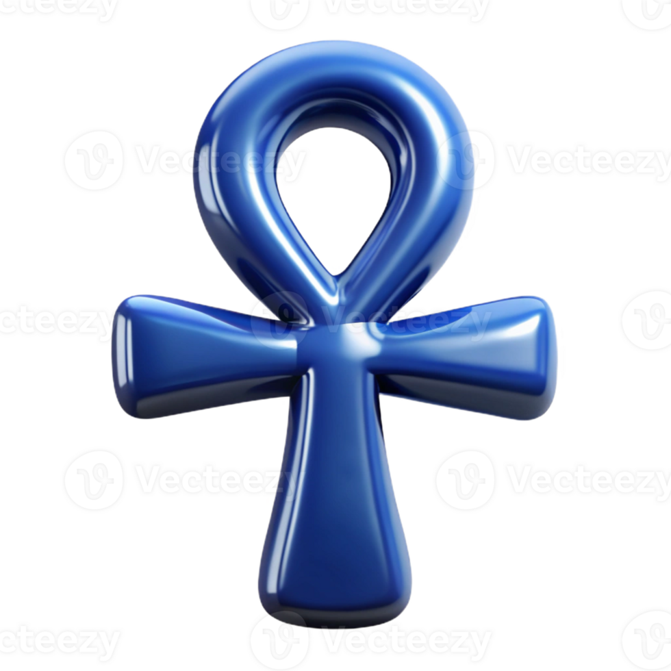 calm alluring Ultra-detailed concept art style, isolated cutout of a single, ornate Egyptian Ankh made of polished lapis lazuli with Transparent Background top-tier png
