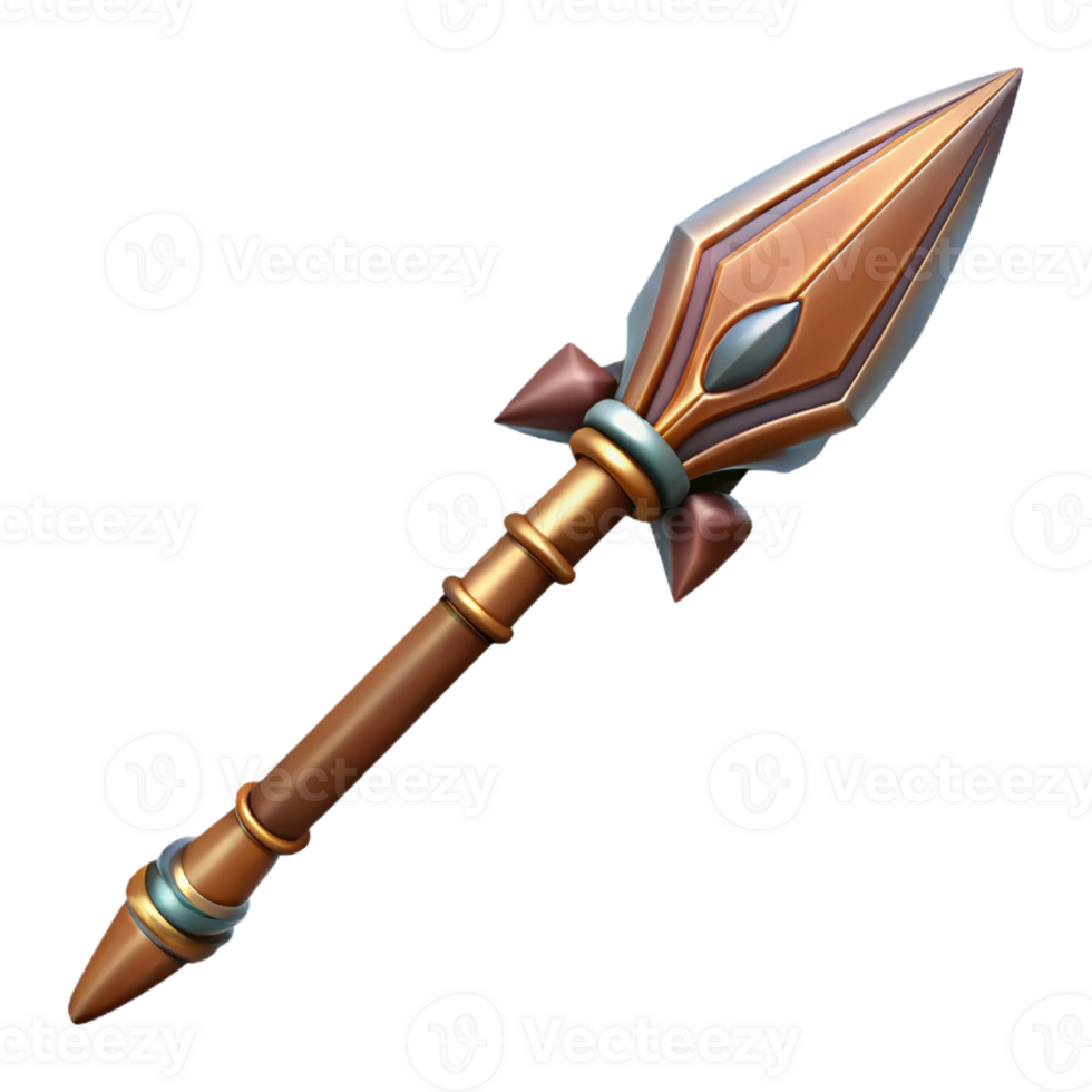 energetic extraordinary Professional render of a photorealistic isolated cutout, ultra-detailed tribal spear with intricate carvings with Transparent Background perfect clarity png