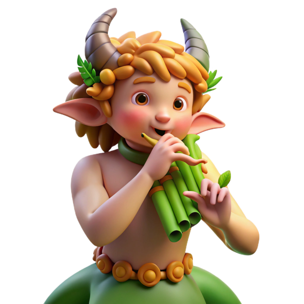 extraordinary minimalist A Mischievous Satyr Playing a Pan Flute 4K png