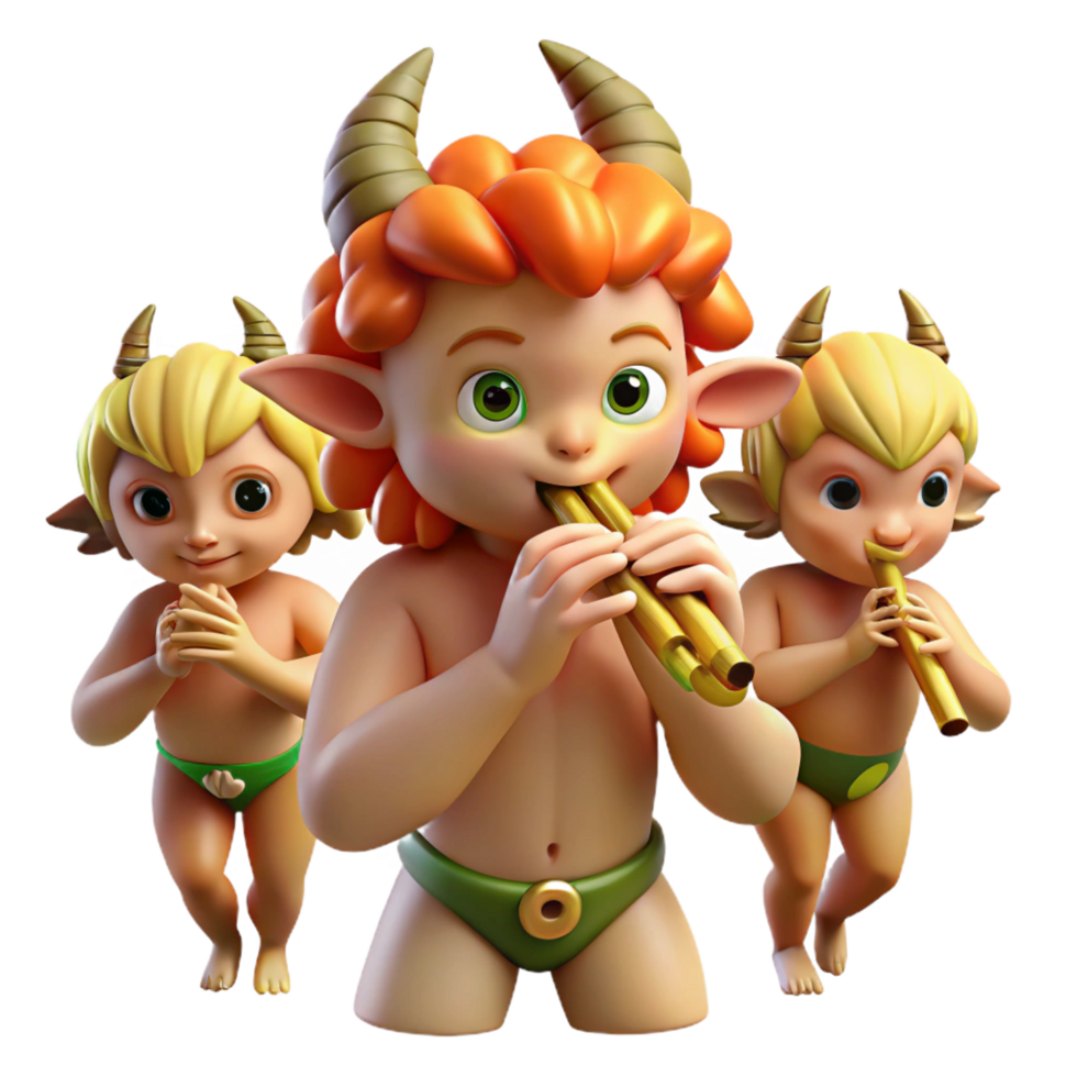 beautiful minimalist A Mischievous Satyr Playing a Pan Flute premium png