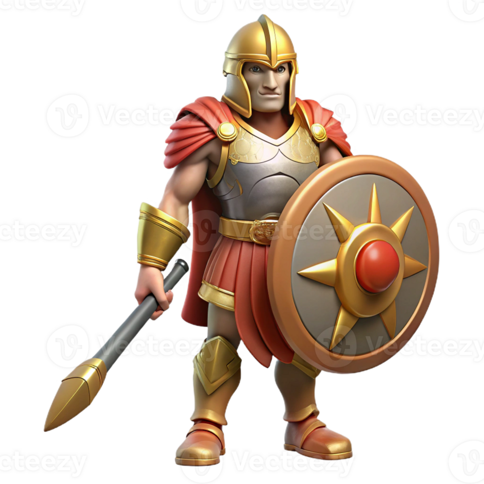 calm alluring Ares, God of War, holding a sword and shield with Transparent Background premium png