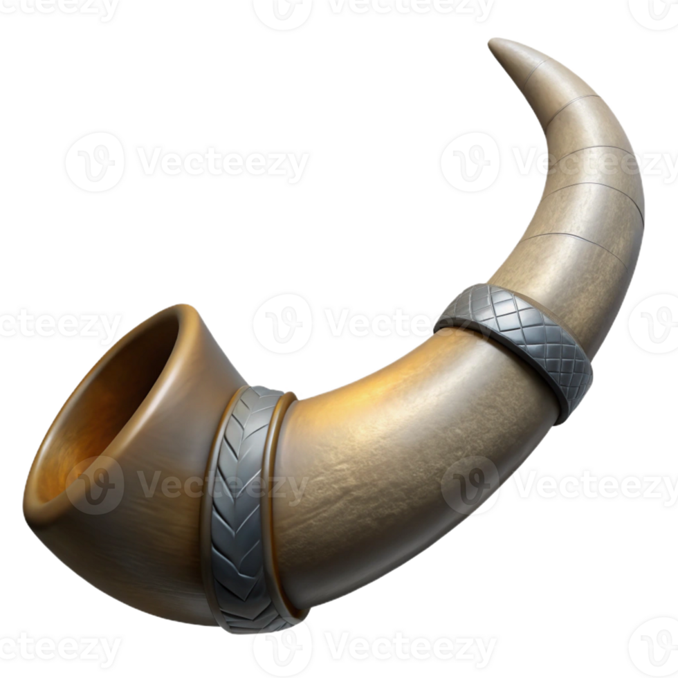 coveted renaissance Ultra-detailed, photorealistic, isolated cutout of a single Minotaur horn, textured and scarred with Transparent Background masterfully captured png
