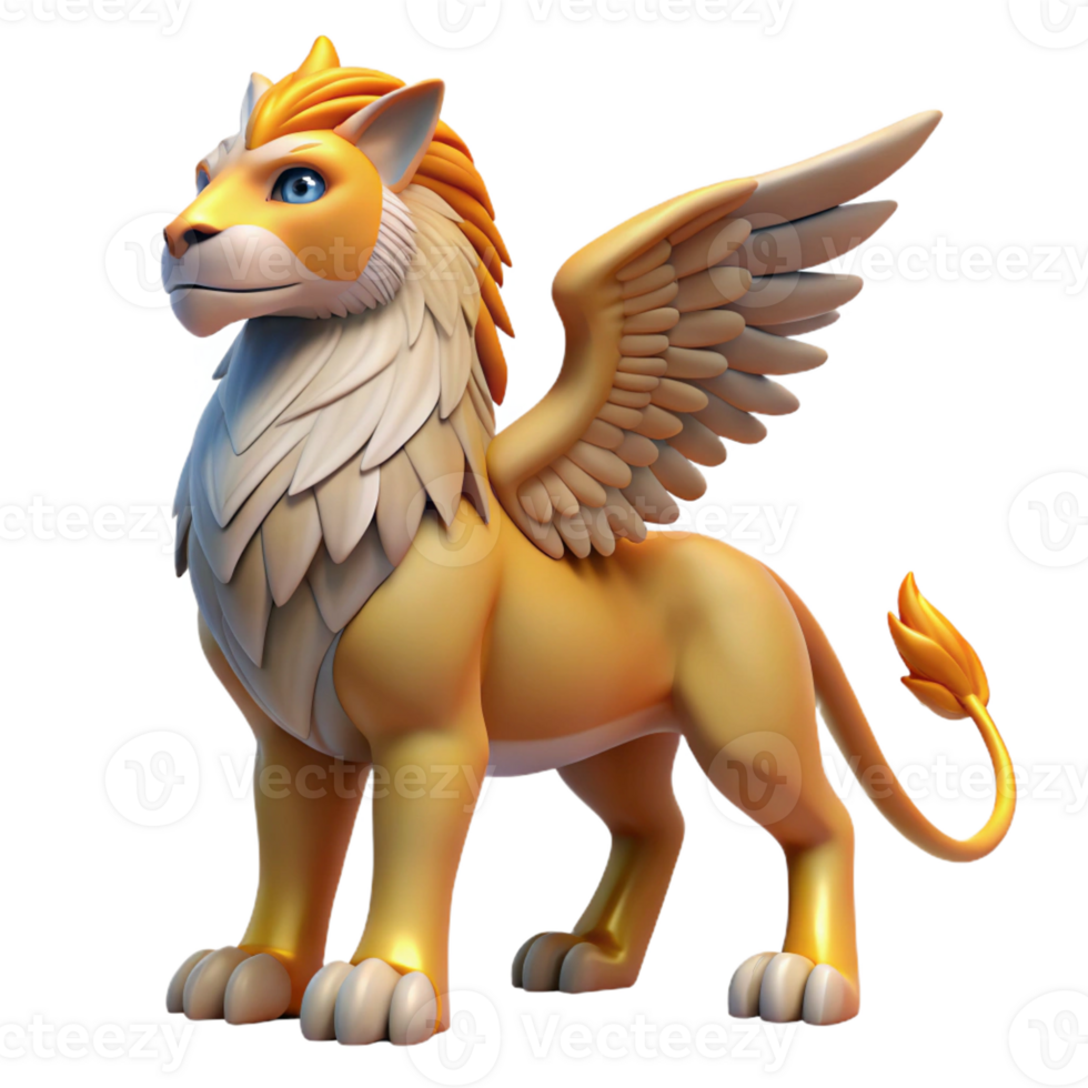 distinguished futuristic Griffin, eagle-lion hybrid with Transparent Background high resolution png