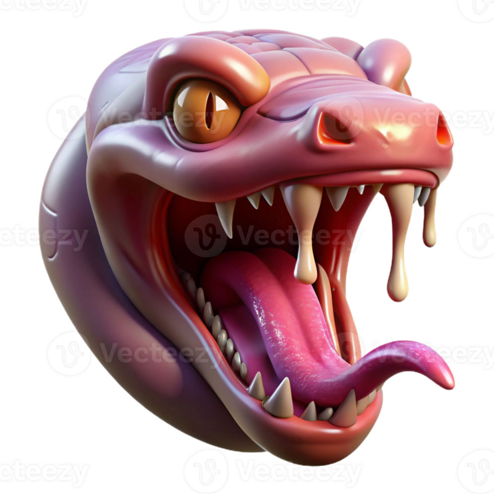 dynamic radiant Photorealistic, hyper-specific professional render of an isolated Hydra head, severed neck dripping venom with Transparent Background premium png