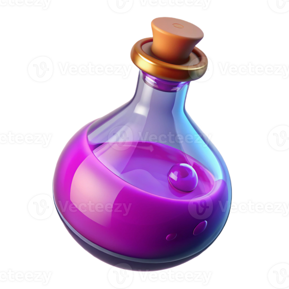 dramatic bold vintage A magical potion bottle, swirling liquid inside with Transparent Background detailed png