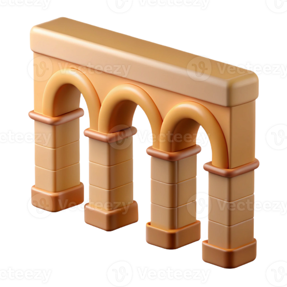 dramatic sumptuous Roman aqueduct arch support, with Transparent Background crisp png
