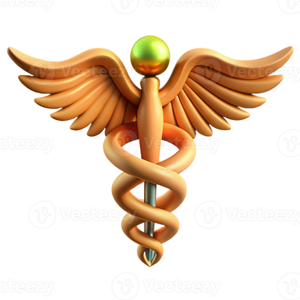 exceptional gothic Caduceus, symbol of Hermes, medicine and commerce with Transparent Background high quality png