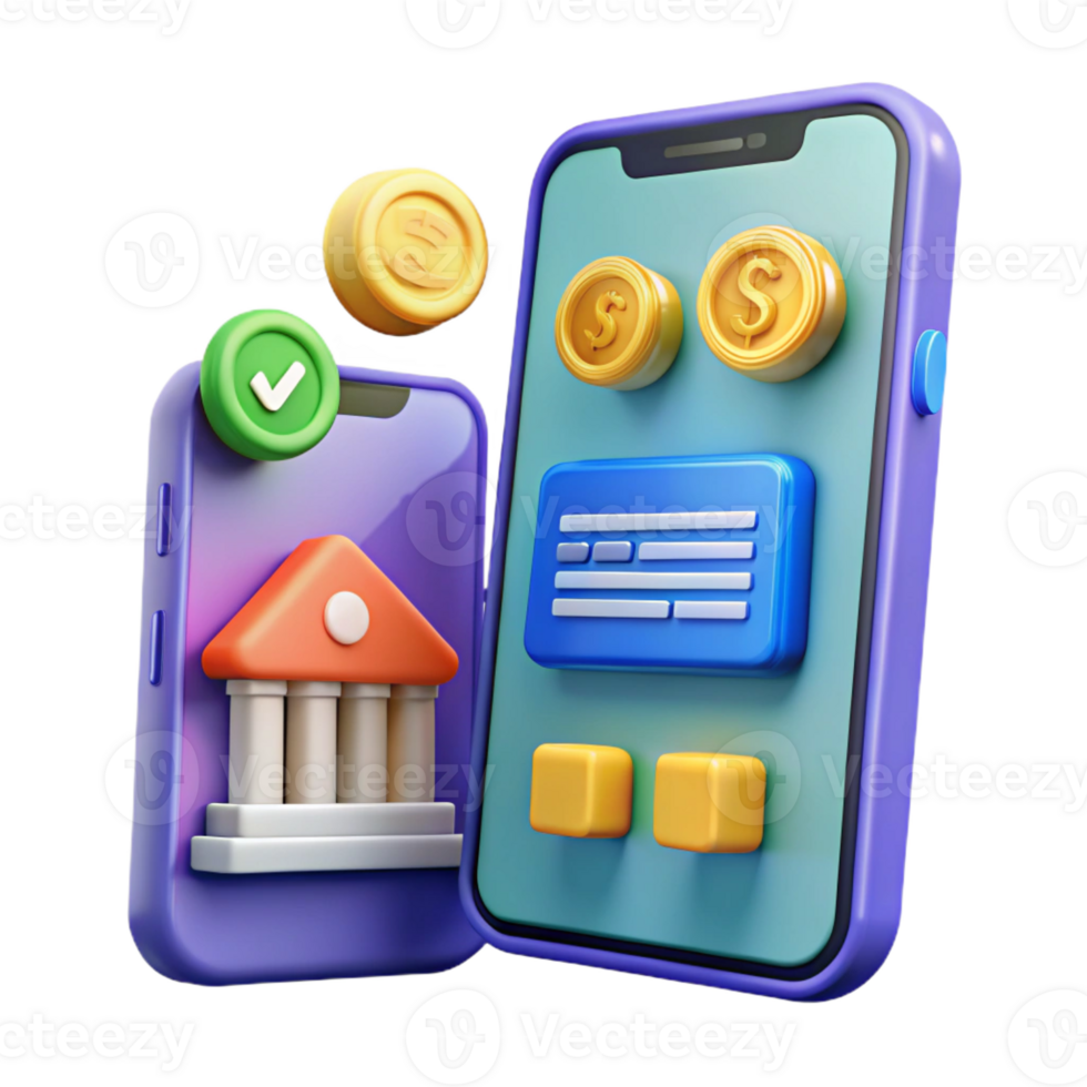 distinguished contemporary Financial technology Fintech app interface, mobile banking, with Transparent Background handcrafted png